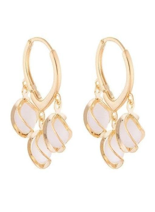 Shivarth American Beautiful Multicolor Shining Stone Pearls Beads Small Hoop & Dangle Cute Earring Set Of 1Pair Earring Use for Girls & Woman - Image 1