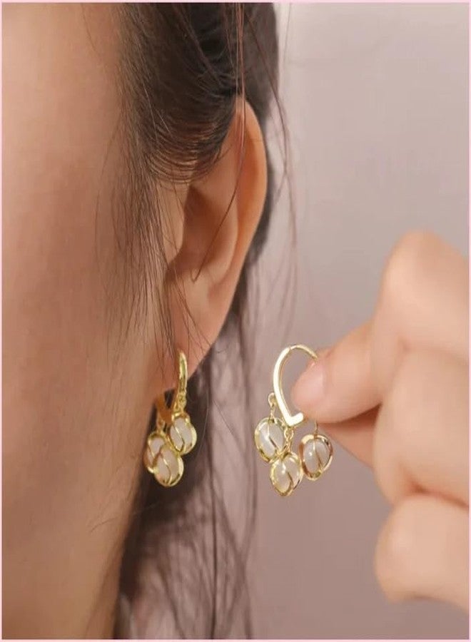 Shivarth American Beautiful Multicolor Shining Stone Pearls Beads Small Hoop & Dangle Cute Earring Set Of 1Pair Earring Use for Girls & Woman - Image 3
