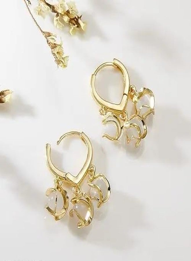 Shivarth American Beautiful Multicolor Shining Stone Pearls Beads Small Hoop & Dangle Cute Earring Set Of 1Pair Earring Use for Girls & Woman - Image 2