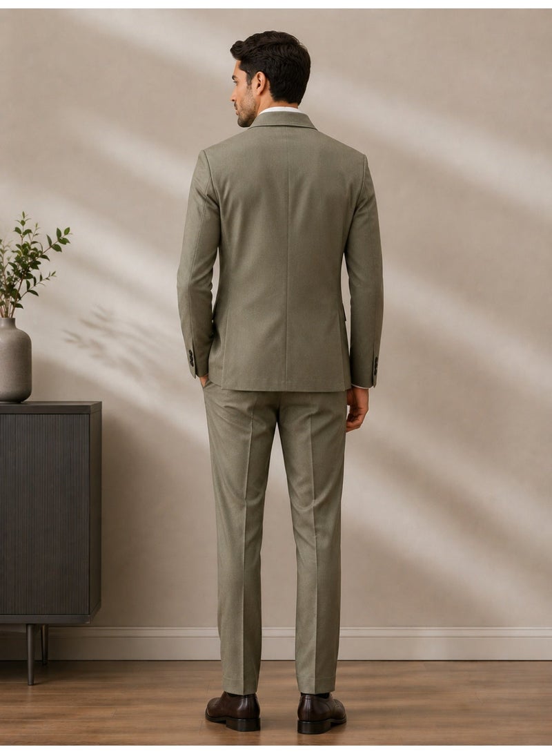 Men’s Formal Business Suit Set Slim Fit Lapel Collar Casual Blazer Jacket & Trousers 2 Piece Set - Image 3
