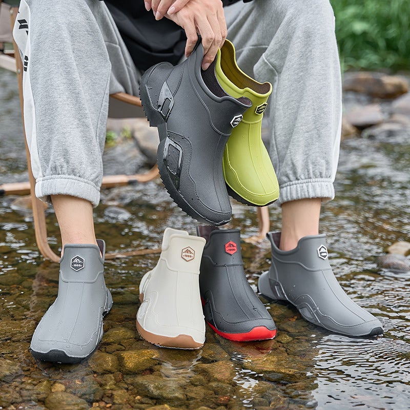 Fashion Men'S Rain Shoes New Sports Men'S And Women'S Waterproof Short Rain Boots Couple'S Camping Mountain Style Men'S Warm Water Shoes Rubber Shoes Women - Image 2