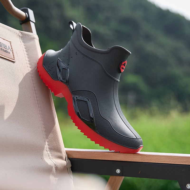 Fashion Men'S Rain Shoes New Sports Men'S And Women'S Waterproof Short Rain Boots Couple'S Camping Mountain Style Men'S Warm Water Shoes Rubber Shoes Women - Image 4