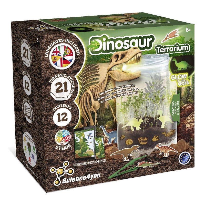 Science4you Grow and Glow Dinosaur Terrarium Kit for Kids Make Your Own DIY Dinosaur Habitat Ecosystem Glow in The Dark Mini Terrarium Plant Growing Kit for Boys and Girls Ages 6 7 8 9 - Image 4