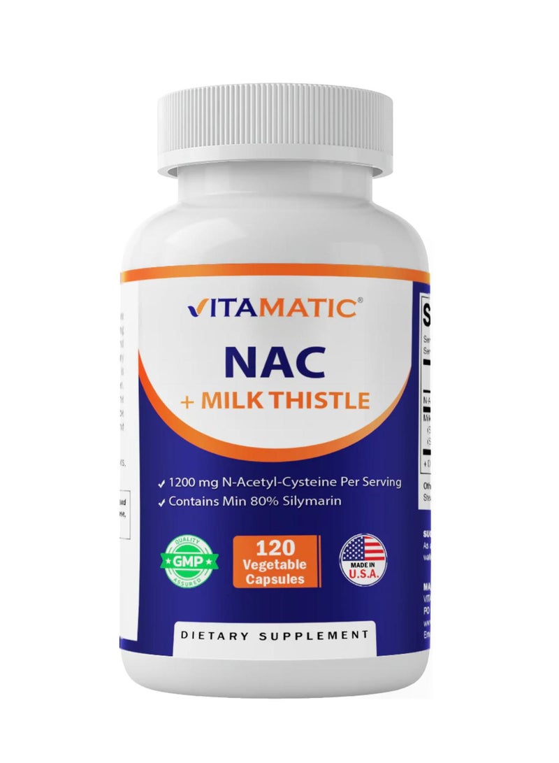 فيتاماتيك NAC + شوك الحليب، 120 كبسولة نباتية