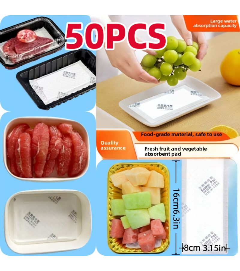 50 Pack Absorbent Pads for Keeping Fresh Fruits And Vegetables and Absorb Excess Liquids - Image 5