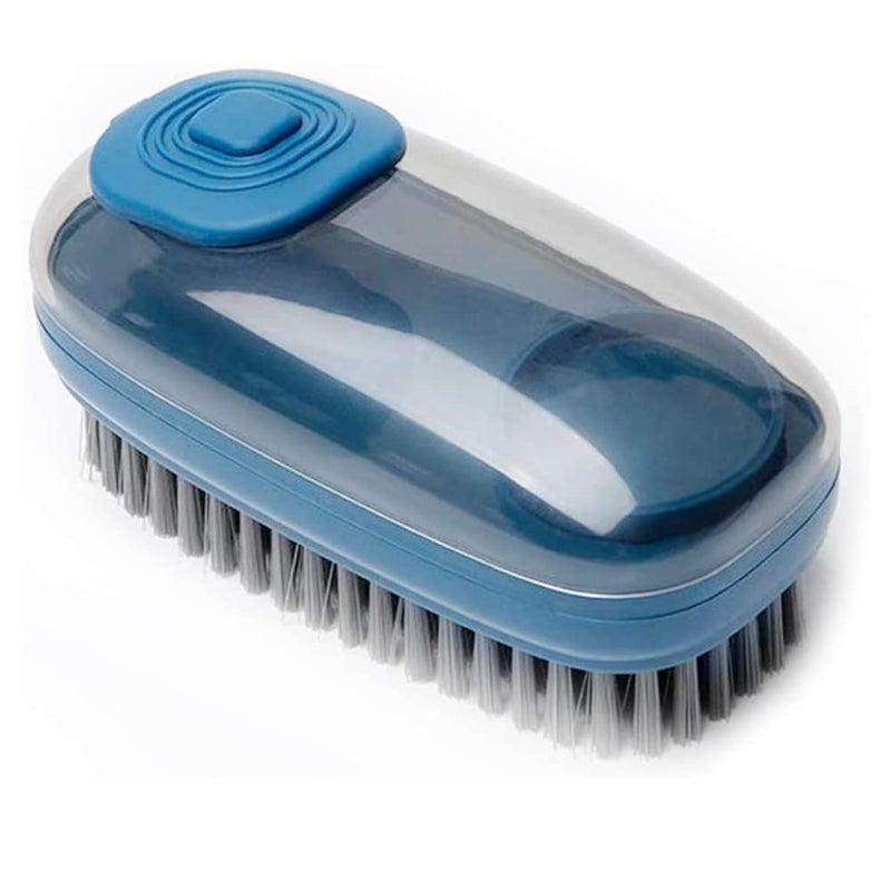 Trifecta Scrub Brush with Soap Dispenser,Automatic Liquid Addition Cleaner for Dish Sink Pan Pot Washing and Cleaning, Soft Laundry Clothes and Shoes Scrubbing Brush Size 12 cm (Blue) - Image 1