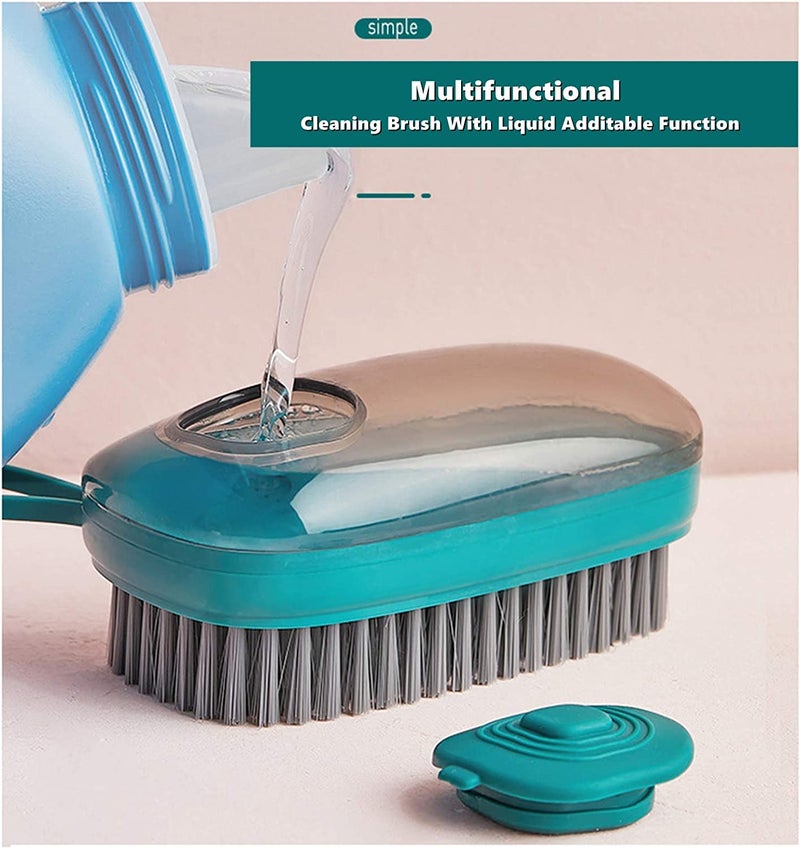 Trifecta Scrub Brush with Soap Dispenser,Automatic Liquid Addition Cleaner for Dish Sink Pan Pot Washing and Cleaning, Soft Laundry Clothes and Shoes Scrubbing Brush Size 12 cm (Blue) - Image 4