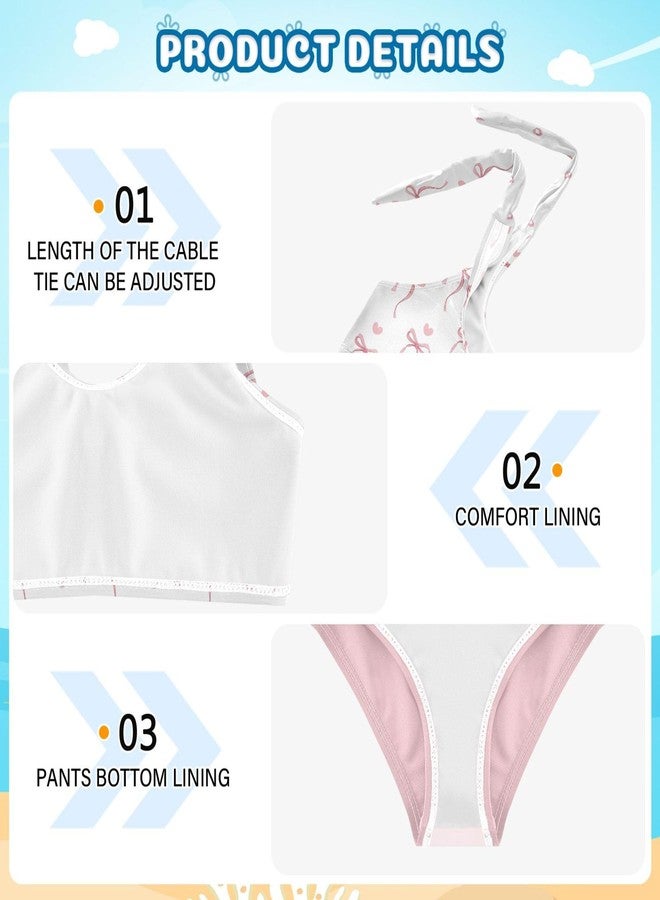 Ceiurey Girls Tankini Swimsuit 2 Piece Bowknot Bow Tie Summer Beach Bikini Bathing Suit 9-10T - Image 3