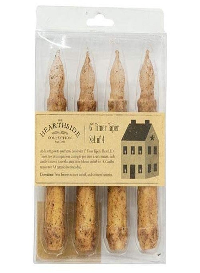 PELLIOT Set of 4 - Burnt Ivory 6" Timer Taper Candles - The Hearthside Collection