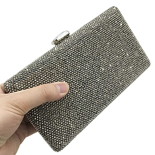 Boutique De FGG بوتيك دي إف جي جي كريستال جري كلوزات سهرة للنساء حفلات رسمية كلتش صندوق زفاف حقائب يد أحجار الراينستون كلتش عروس محفظة صغيرة - Image 4