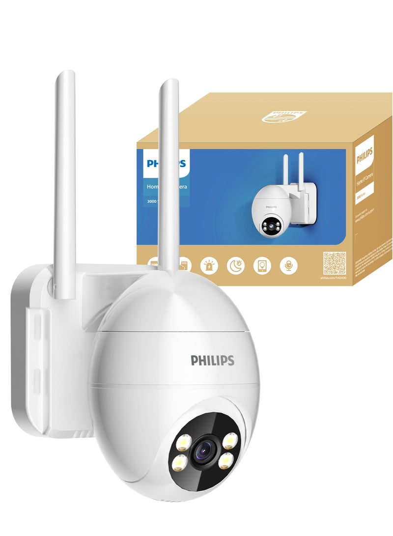 Philips 360° Smart Security Camera, 1080P WiFi Indoor/Outdoor Camera, AI Image Enhancement to 2K-Like Detail, Home Security Camera with Motion Detection & Smart Tracking, Color Night Vision, Two-Way Audio, Only Supports 2.4GHz WiFi, Up to 128GB TF Card & Cloud Storage, Remote Alerts for Home/Baby/Elder Monitoring - Image 1