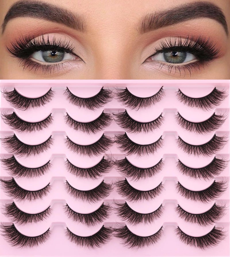 Kiromiro False Lashes Natural Look Faux Mink Eyelashes Wispy Fox Eye Lashes That Look Like Extensions 3D Mink Lashes Natural Strip Lashes Pack by Kiromiro 14 Pairs