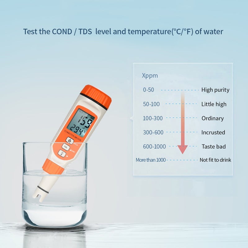 SMART SENSOR 3 in 1 Water Quality Tester Pen Type Conductivity Meter Professional TDS / COND / TEMP Analyzer Total Dissolved Solid Temperature Tester for Aquarium Household Drinking Solution with ATC Function and Backlight - Image 5