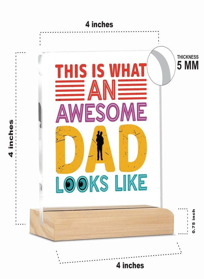 Giftplease Sign Awesome Dad Plaque with Wood Stand Home Office Desk Decor | (4 X 4 Inches) MP_23 - Image 5