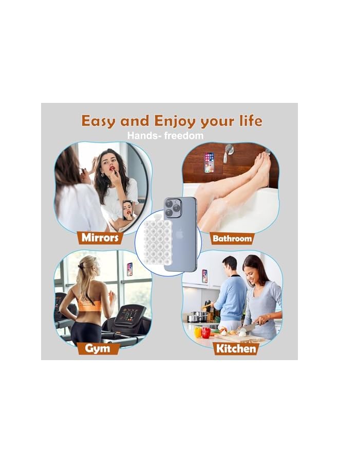 Green Tiger 2PCS Silicone Suction Cup Phone Mount Holder - Non-Slip, Reusable Double-Sided Phone Stand with Strong Grip for Mirror, Bathroom, Kitchen, Car, Desk - Universal Phone Accessory - Image 3