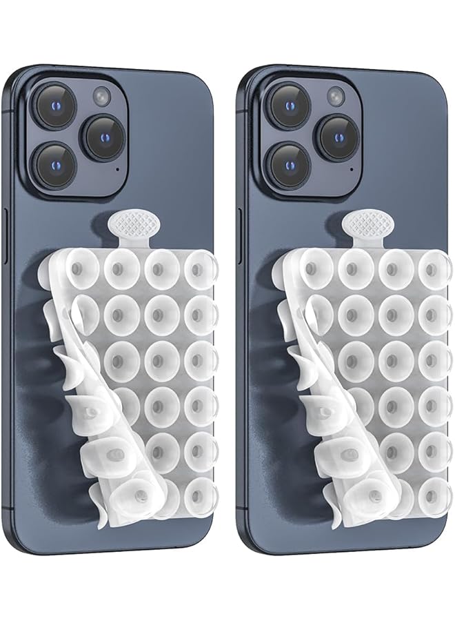 Green Tiger 2PCS Silicone Suction Cup Phone Mount Holder - Non-Slip, Reusable Double-Sided Phone Stand with Strong Grip for Mirror, Bathroom, Kitchen, Car, Desk - Universal Phone Accessory - Image 1