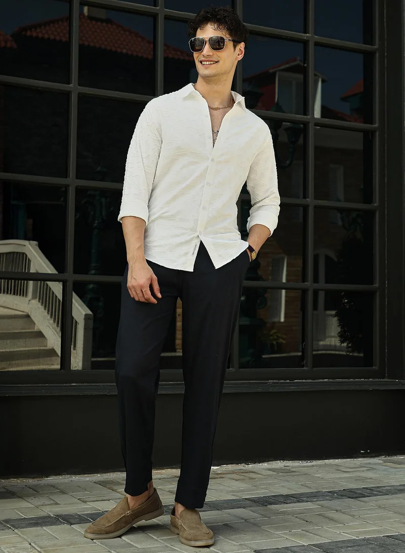 كامبوس سوترا Men's Chalk White Abstract-Edge Shirt