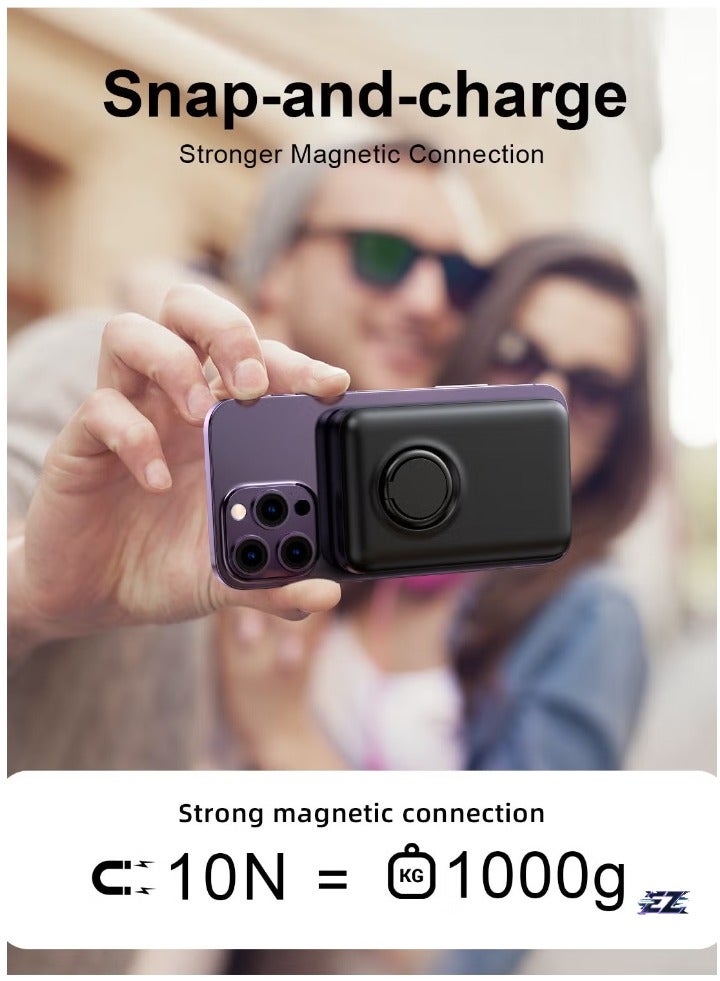 ELTRAZONE 20W Power Bank 10000mAh with Ring Holder – Fast Charging Portable Power Bank for Smartphones, Tablets & More, Compact & Stylish Black Design  - Image 2
