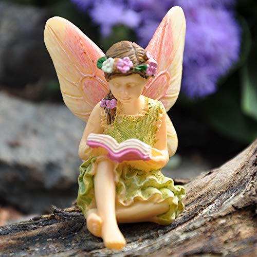 Marshall Miniature Fairy Garden A Good Read Fairy Girl Reading a Book - Image 2