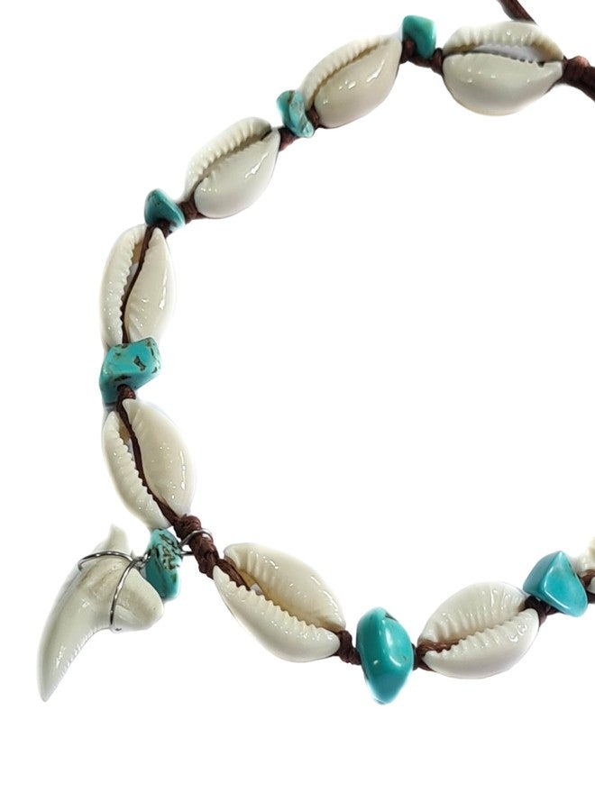 Swimmi Genuine Mako Shark Tooth Anklet, Handmade Cowrie Shells Anklet for Women Surfer Jewelry EA389-AN - Image 5