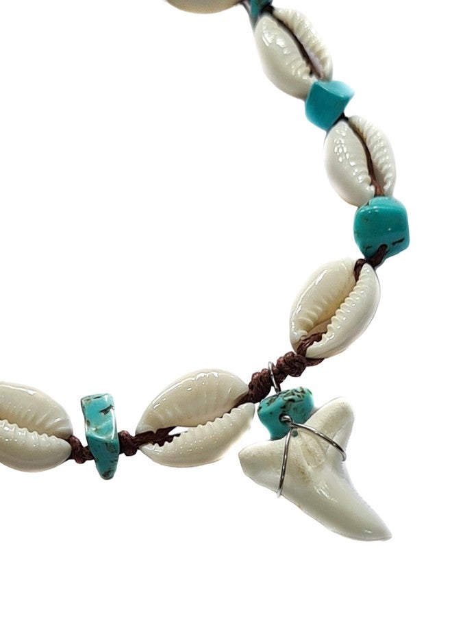 Swimmi Genuine Mako Shark Tooth Anklet, Handmade Cowrie Shells Anklet for Women Surfer Jewelry EA389-AN - Image 3