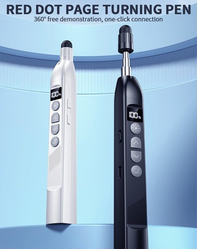 4 In 1 Presentation Clicker, Retractable Pointer Touch Writing Pen Wireless Presenter 200M Remote Control Digital Display, Wireless Presenter Remote for Powerpoint Computer Laptop Mac - Image 2