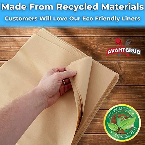 Avant Grub Eco Friendly, Grease Proof 12" x 12" Deli Wrap 100 Pk. Best Kraft Food Wrapping Paper Sheets for Picnic, Festival, Fair or BBQ. Perfect Liner for Tray, Basket or Boat. Quality Bulk Restaurant Supply - Image 3