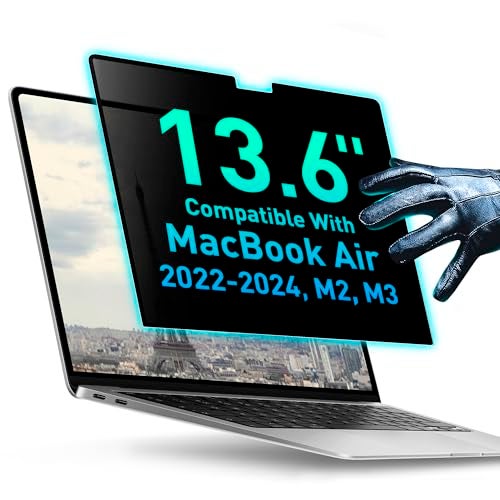 VINTEZ Magnetic Privacy Screen Compatible with MacBook Air 13.6" 2022, 2023, 2024, M2, M3 Anti-Blue Light Laptop Screen Protector Filter Blue Light Blocking Filter - Image 1