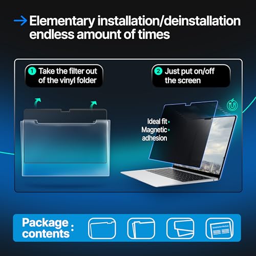 VINTEZ Magnetic Privacy Screen Compatible with MacBook Air 13.6" 2022, 2023, 2024, M2, M3 Anti-Blue Light Laptop Screen Protector Filter Blue Light Blocking Filter - Image 4
