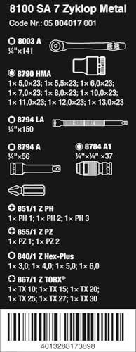 Wera 05004017001 8100 SA 7 Zyklop Metric Metal Ratchet Set with PushThrough Square 28 Piece 14 Drive - Image 3