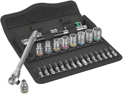 Wera 05004017001 8100 SA 7 Zyklop Metric Metal Ratchet Set with PushThrough Square 28 Piece 14 Drive - Image 1