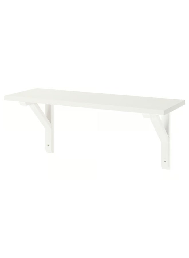 IKEA (IKEA) رف حائط أبيض/خشب أسبن مصبوغ باللون الأبيض 59×20 سم - Image 1