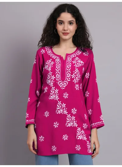 Alaya Women Chikankari Hand Embroidered Rayon Kurti -AL4071