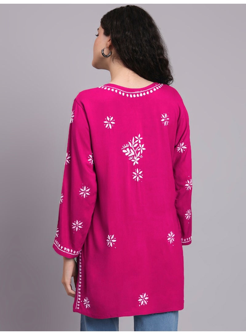 Alaya Women Chikankari Hand Embroidered Rayon Kurti -AL4071 - Image 2