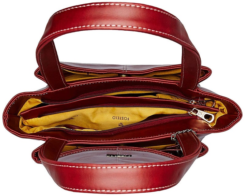 Fostelo Women's Florence Satchel Tote Handbag for Women | Ladies Purse | Stylish Shoulder Bag | Gift For Women | Maroon - Image 5