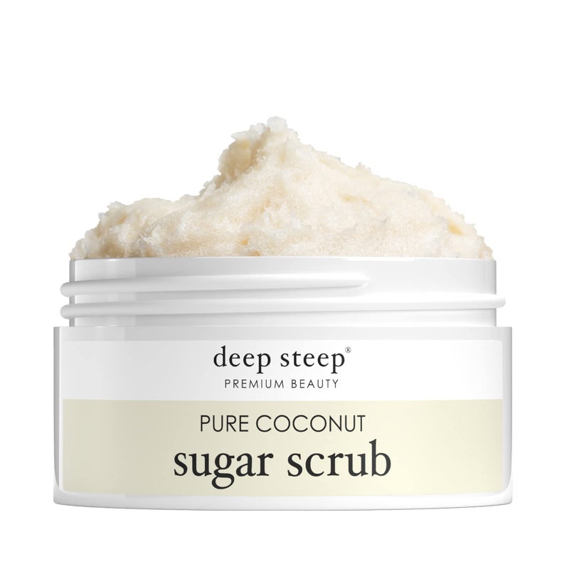 Deep Steep Sugar Scrub Pure Coconut 8 oz  Exfoliating Body Scrub with Organic Coconut Oil Shea Butter  Argan Oil  Vegan Clean Beauty Smooth Soft  Nourished Skin