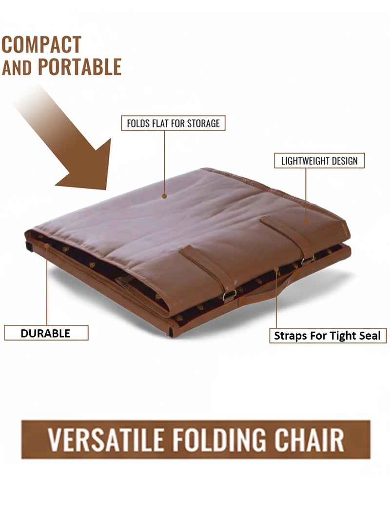 قطوب كرسي ارضي قابل للطي ومركى - طقم جلوس للرحلات والتخييم والجلسات أرضية - مسند ظهر ارضي مخملية فاخرة تصميم تراثي أنيق, قماش قابل للتنفس ومتين ومريح - Image 3