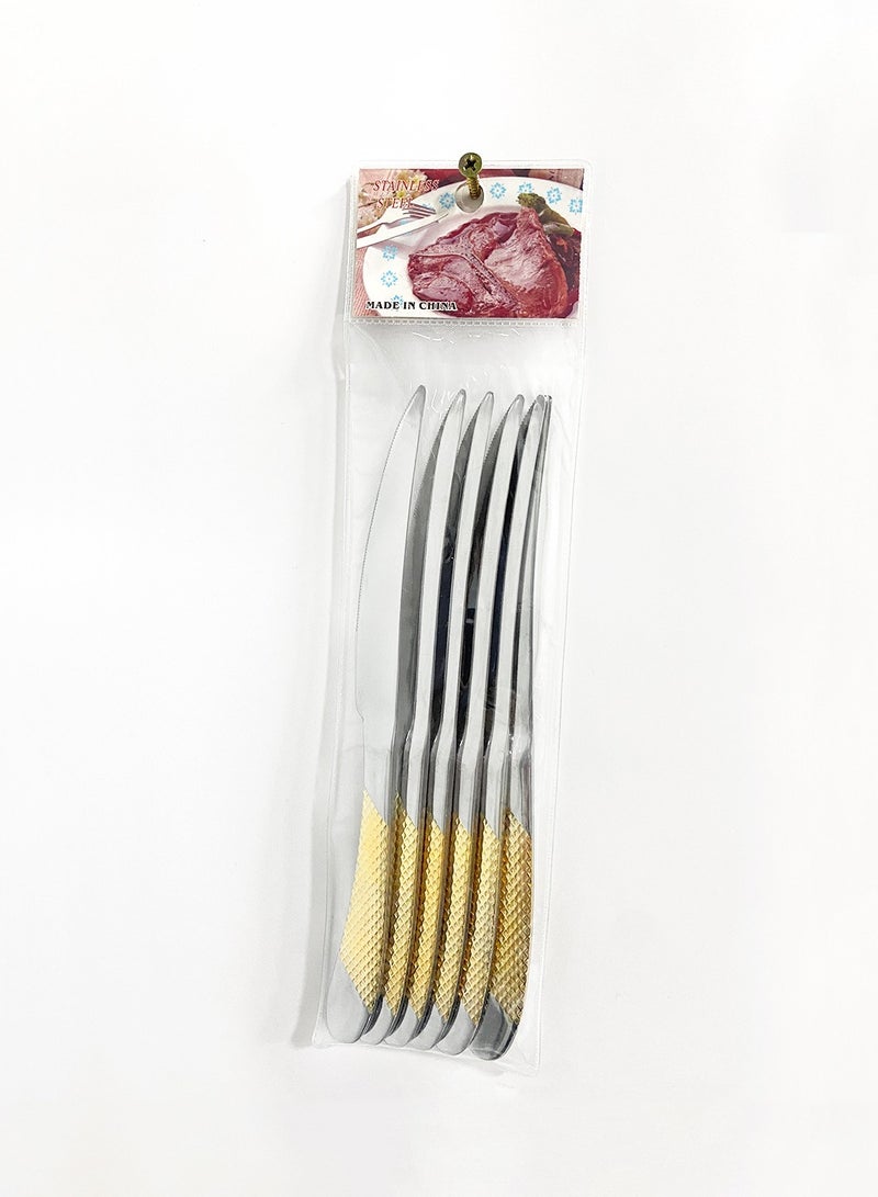 Crown Spoon 6-Piece Stainless Steel Cutlery Set Laser Gold Plated