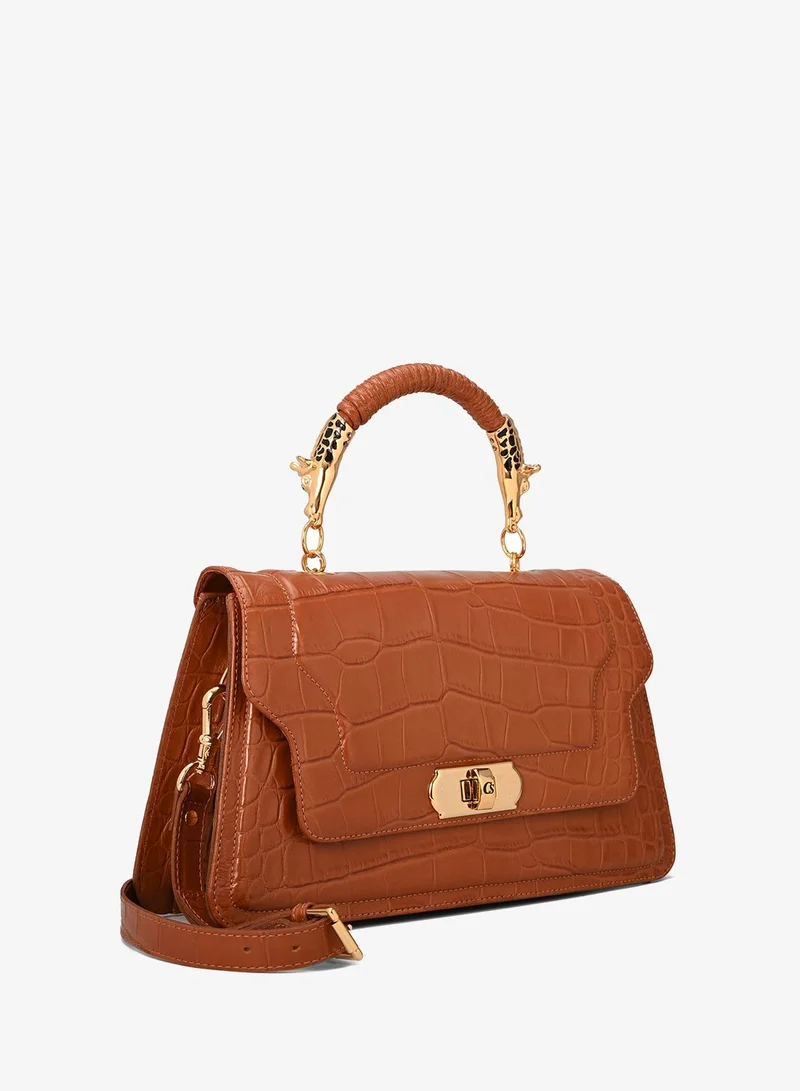 Carmen Steffens Top Handle Bag Brown Croco Leather