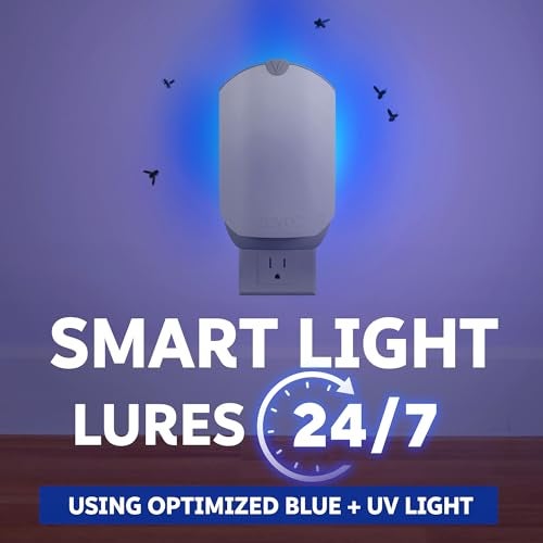 Zevo 2 Flying Insect Traps & 2 Refill Cartridges - Plug in Fly Trap & Indoor Bug Catcher for Gnats, House & Fruit Flies - Blue & UV Light Technology, Mess-Free Alternative to Bug Zapper - Image 3