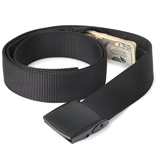 JASGOOD Travel Security Money Belt with Hidden Money Pocket - Cashsafe Anti-Theft Wallet Unisex Nickel free Nylon Belt by JASGOOD A-black - Image 1