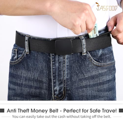 JASGOOD Travel Security Money Belt with Hidden Money Pocket - Cashsafe Anti-Theft Wallet Unisex Nickel free Nylon Belt by JASGOOD A-black - Image 3