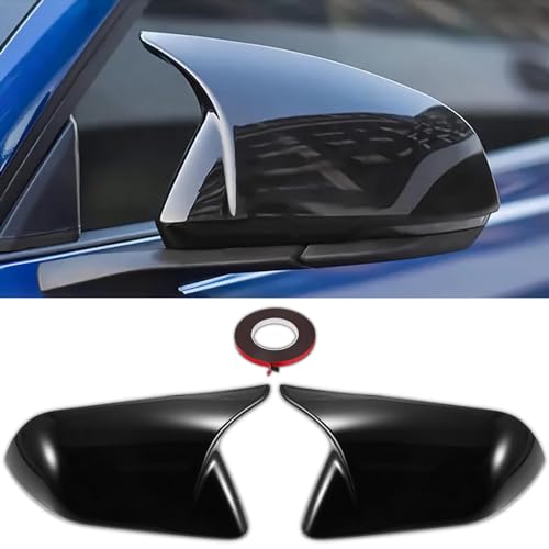 Qlhshop 1 Pair Car Side Mirror Cover Caps Gloss Black for 2015-2024 Ford Mustang GT/Ecoboost/Shelby Accessories Rear Exterior Mods Tuning Parts - Without Mirror Turn Signal Cutout - Image 1
