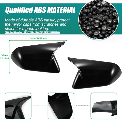 Qlhshop 1 Pair Car Side Mirror Cover Caps Gloss Black for 2015-2024 Ford Mustang GT/Ecoboost/Shelby Accessories Rear Exterior Mods Tuning Parts - Without Mirror Turn Signal Cutout - Image 3