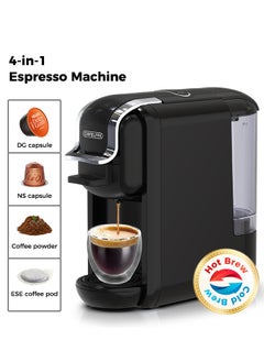 Cafelffe 4 In 1 Capsule Coffee Machine Hot Cold Brew Coffee Maker For 4 Adapter 1450W Black  - Image 1