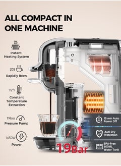 Cafelffe 4 In 1 Capsule Coffee Machine Hot Cold Brew Coffee Maker For 4 Adapter 1450W Black  - Image 5
