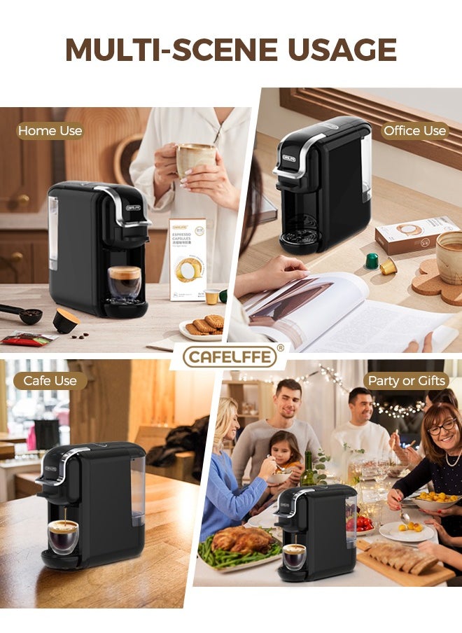 Cafelffe - 4 In 1 Capsule Coffee Machine Hot Cold Brew Coffee Maker For 4 Adapter 1450W Black - Image 1