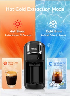 Cafelffe 4 In 1 Capsule Coffee Machine Hot Cold Brew Coffee Maker For 4 Adapter 1450W Black  - Image 3