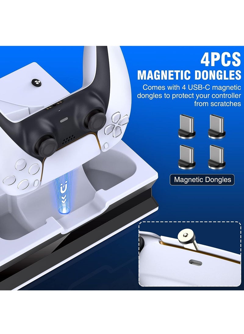 ماركة غير محددة - حامل PS5 مع مروحتي تبريد ووحدة تحكم PS5 مزدوجة ومحطة شحن سريعة مع 3 منافذ USB إضافية وحامل عمودي لسوني بلاي ستيشن 5 Dualsense متوافق مع إصدار القرص الرقمي - Image 1