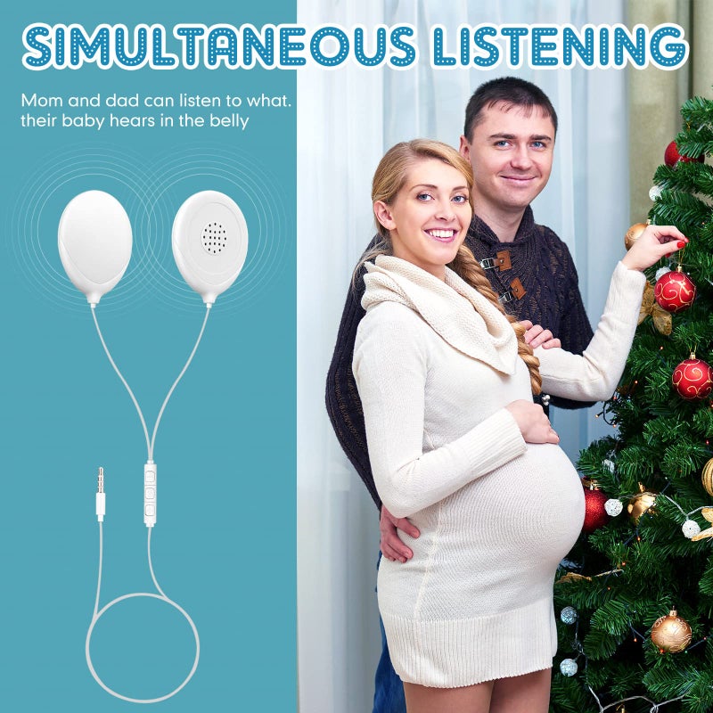 Konohan 8 Pcs Baby Bump Headphones Set Belly Headphones for Pregnant Women White Belly Speakers Women for Pregnancy Safely Play Music, Sounds, and Voices to Your Baby in The Womb - Image 4